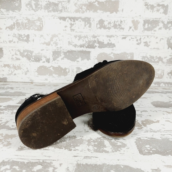 Crown Vintage Women's Black Open Toe Loafer Shoes V328 - Picture 5 of 9